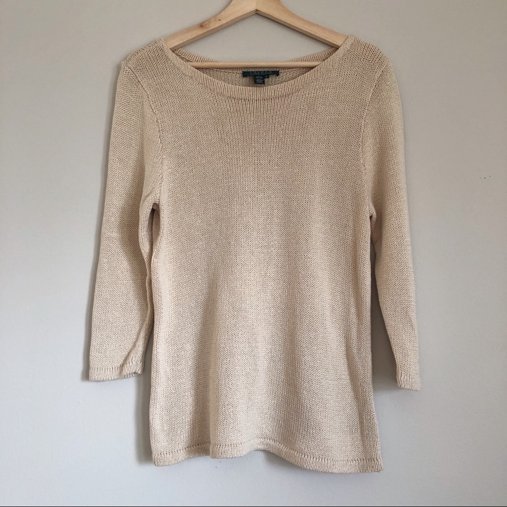 RALPH LAUREN Cotton Knit Cream Sweater Medium